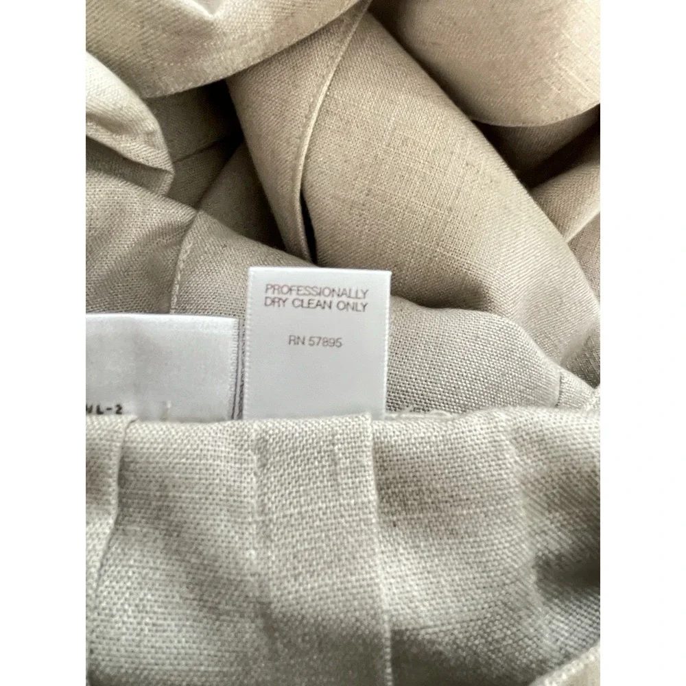 Kim Rogers Womens Skirt Suit Tan Jacket 14P Pleated‎ Skirt 16 Linen Blend
